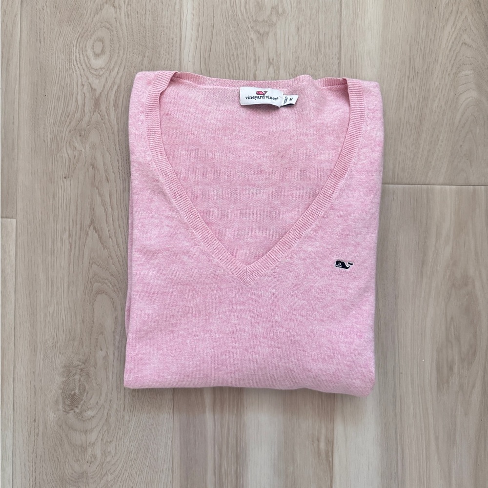 Vineyard Vines Classic Heritage Cotton V-Neck Sweater Pink Size M